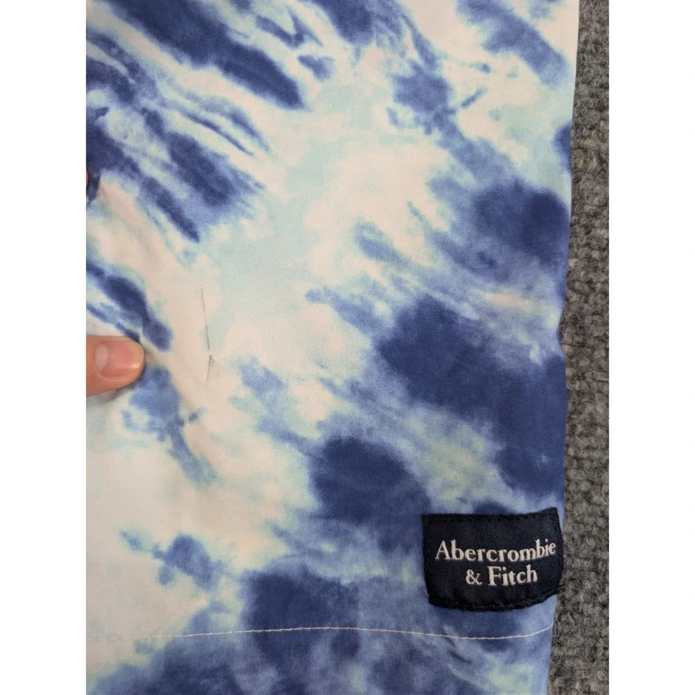 Abercrombie & Fitch Tie Dye Blue Swim Trunks Shorts Mens Size S Beachwear Pool